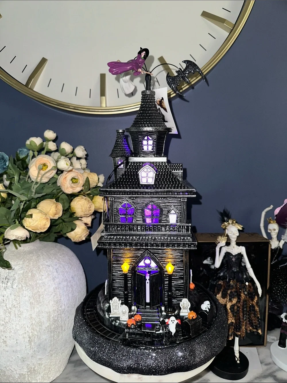 Animated Haunted train Mansion LED Halloween Decoration - Black